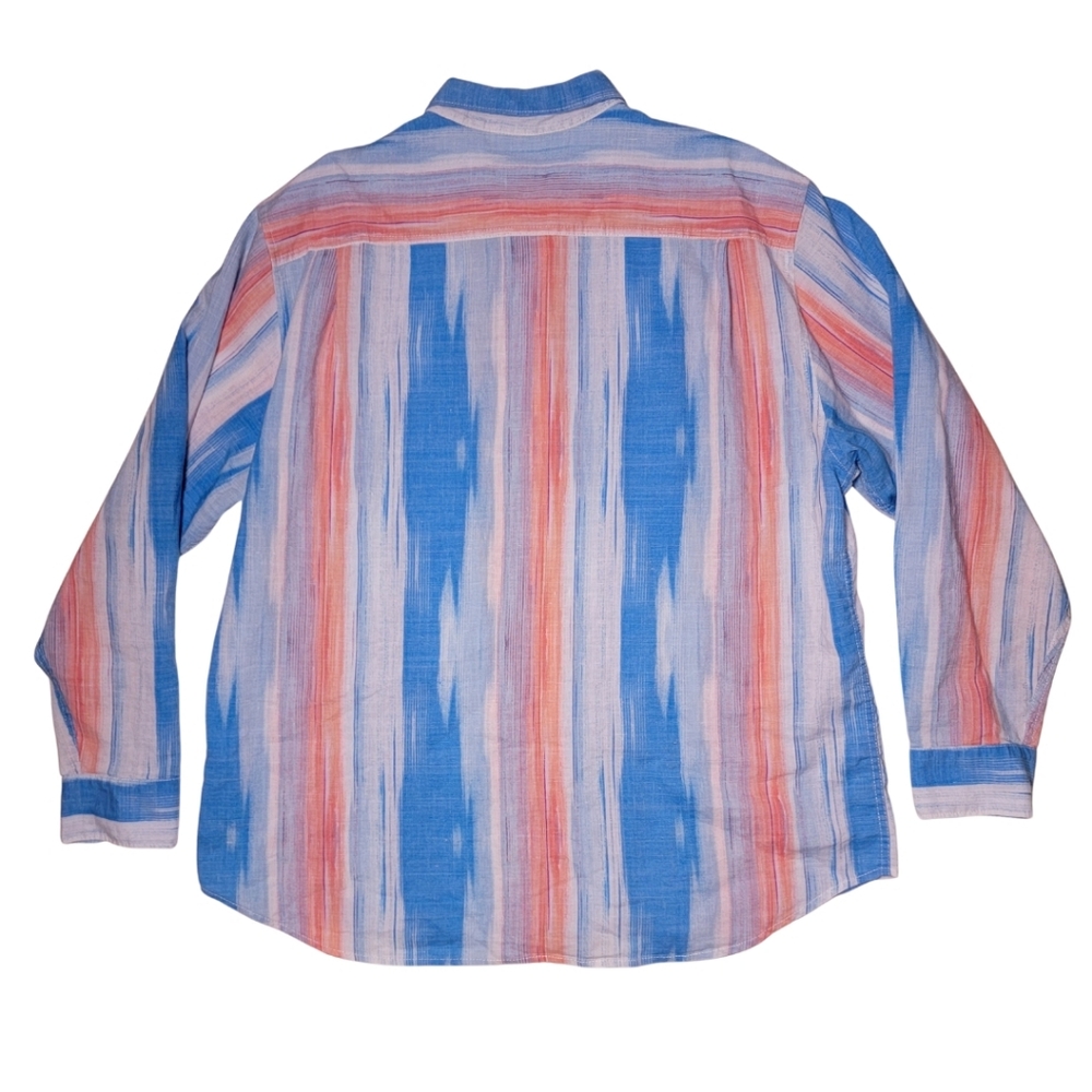 Tommy Bahama Blue & Orange Striped Linen Blend Button-Down Shirt XXL - Picture 3 of 7